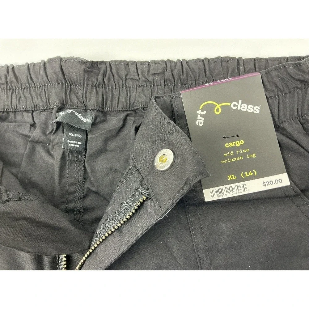 Art Class Girls XL 14 Outfit‎ Set Gray Waffle Knit Top Black Cargo Pants NWT
